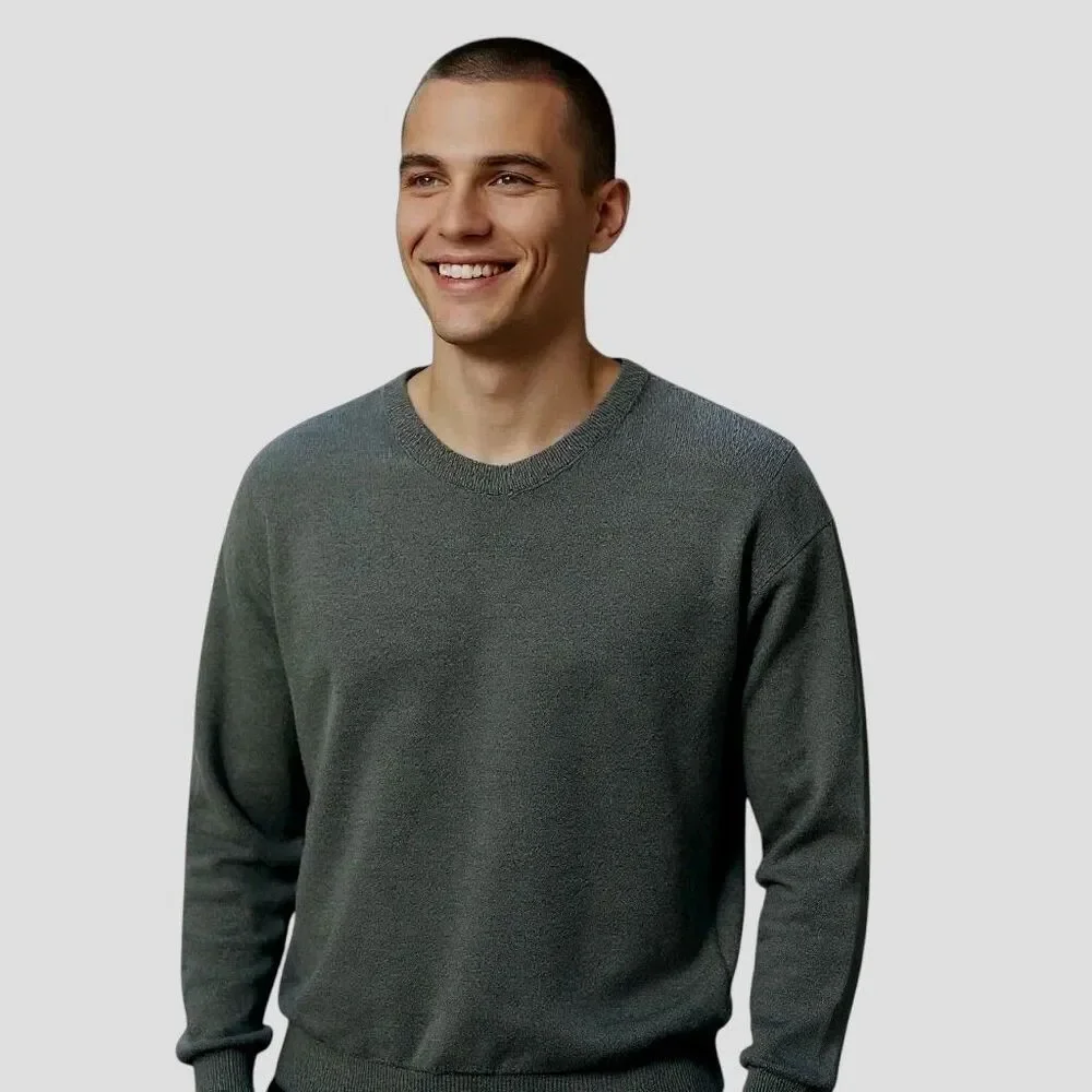 Cypress Links Golf Wear V-Neck Sweater Green Men's Large 100% Cotton Soft Casual